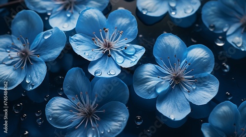 Showcase the subtle variations of blue hues in a macro photo of blue sakura petals emphasizing their natural allure and charm , Prime Lenses