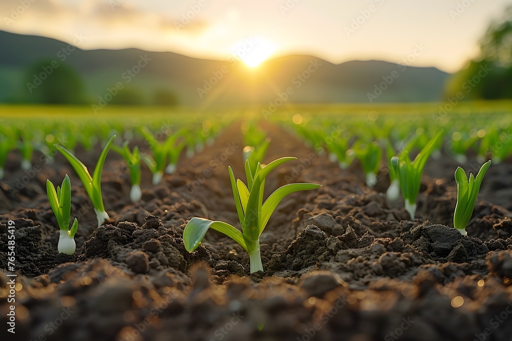 Green Plants Field at Sunset Green Plants Field at Sunset