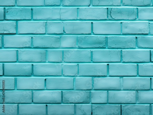 The cyan brick wall makes a nice background for a photo
