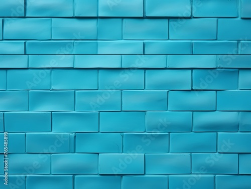 The cyan brick wall makes a nice background for a photo