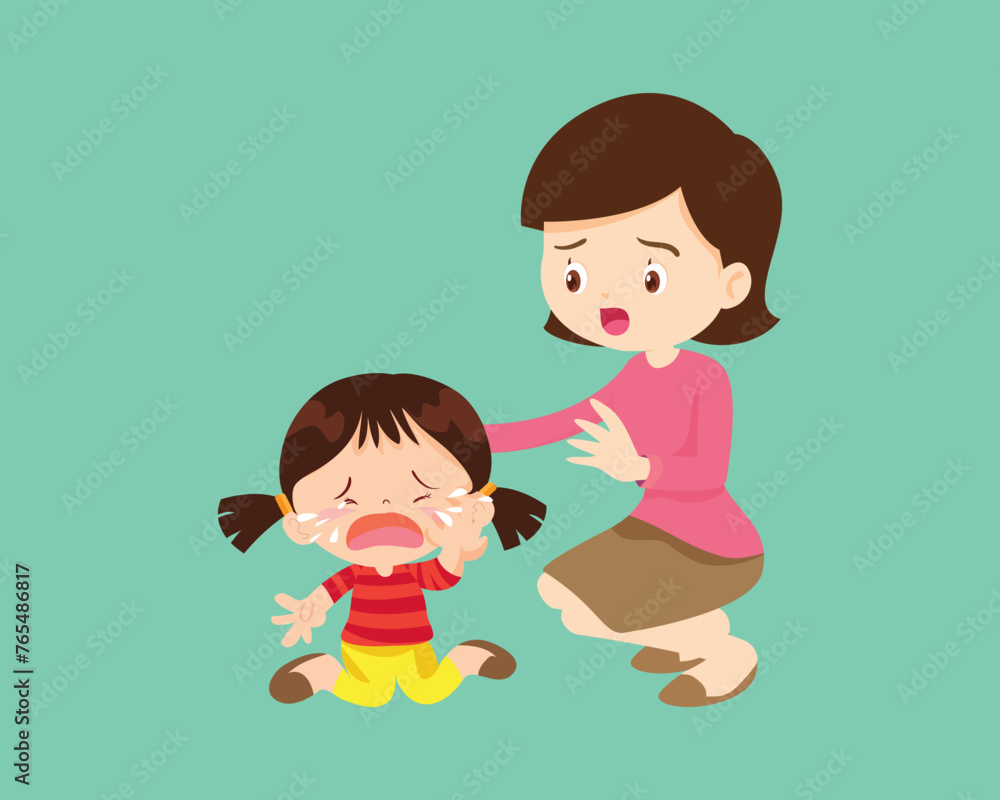 Comforting sad children with parent Comforting sad children with parent