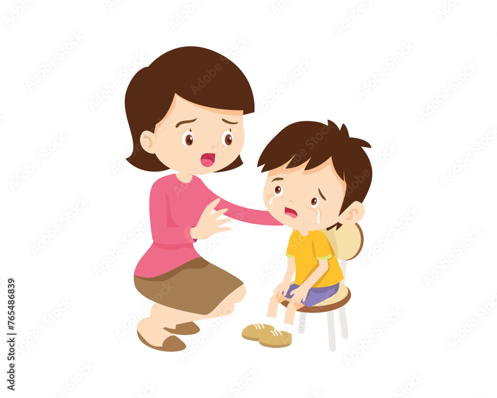 Comforting sad children with parent or teacher Comforting sad children with parent or teacher
