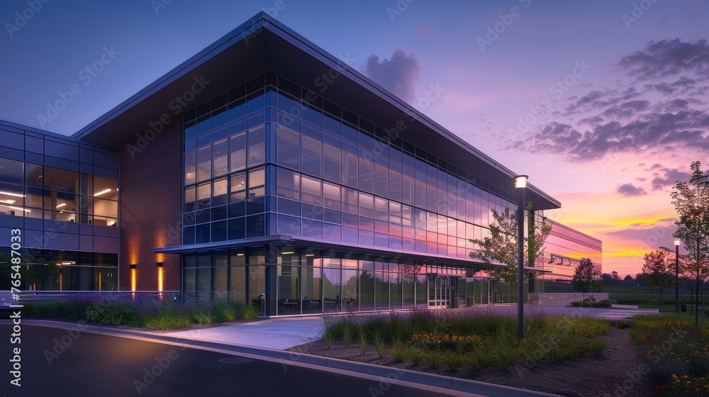 Obraz premium Twilight Tranquility A Stunning Corporate Oasis at Dusk