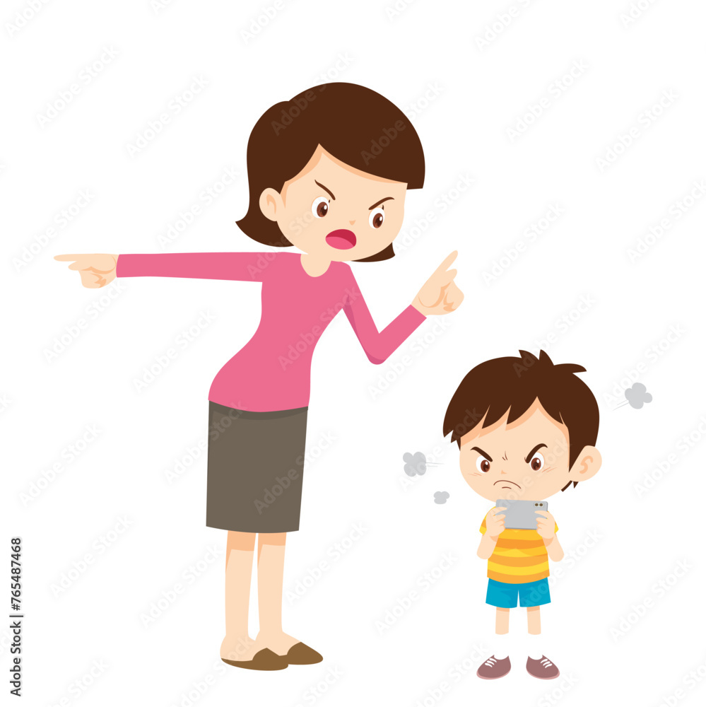 parent angry scold to kid addicted phone