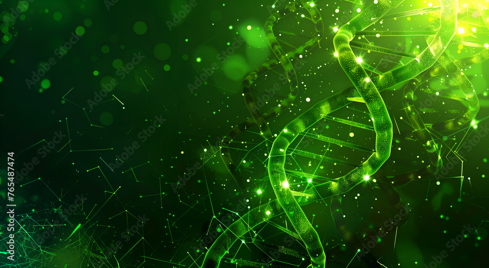 a DNA structure and science elements on a green color abstract futuristic background, medicine and science banner a DNA structure and science elements on a green color abstract futuristic background, medicine and science banner