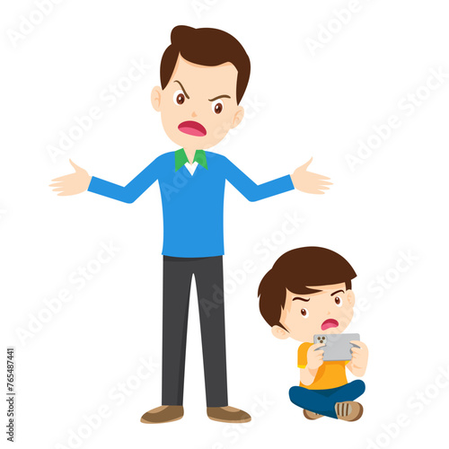 parent angry scold to kid addicted phone