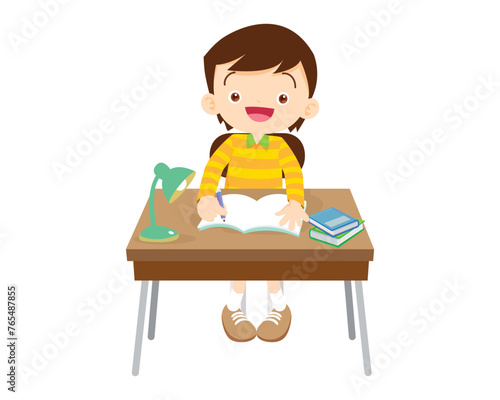 student sitting on desk working for homework 2