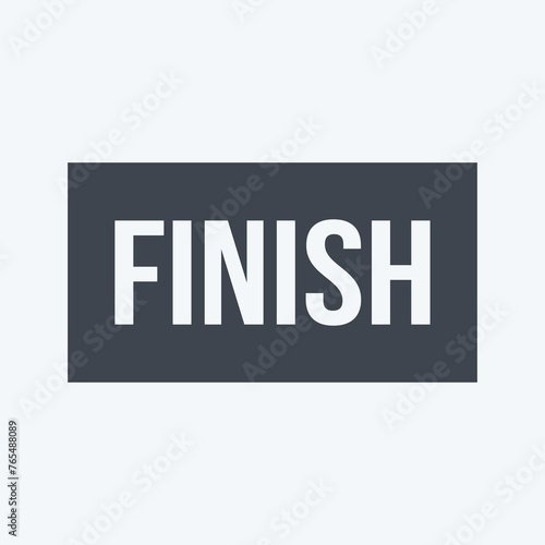 Finish Icon in trendy glyph style isolated on soft blue background