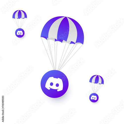 Design Vector Social Media discord with a parachute or discord airdrop software and technology element vector