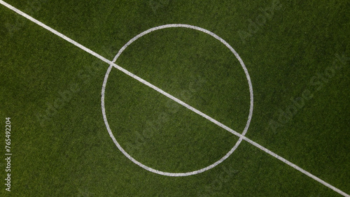 Aerial view of the center of a football field
