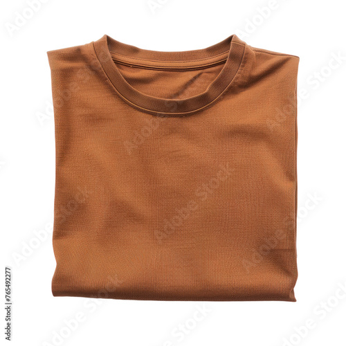 brown folded t shirt isolated on transparent background