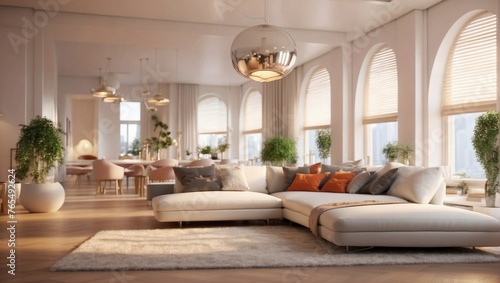 comfortable living room white background  © Oranok