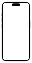Apple iPhone 16 pro smartphone mockup with blank transparent screen in realistic,  line style. mobile phone. mock up of the new mobile phone in front view