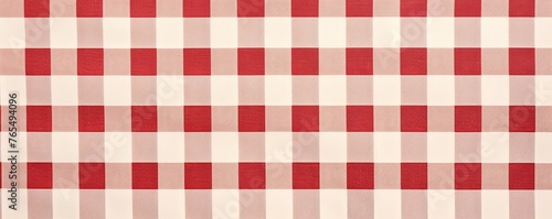 The gingham pattern on a red and white background