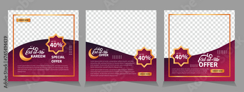 WebEid al fitr post template. Social media post template. Eid al fitr sales banner template. Vector illustration, Eid al fitr banner template set photo