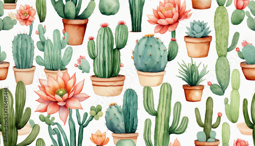 desert cacti in watercolor style, isolated on a transparent background for design layouts colourful background photo