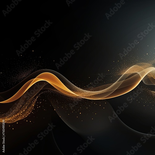 Yellow wave on a black background, in the style of futuristic spacescapes