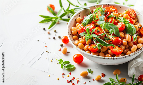 Satisfying Plant-based Meal: Healthy Beans and Colorful Vegetables 