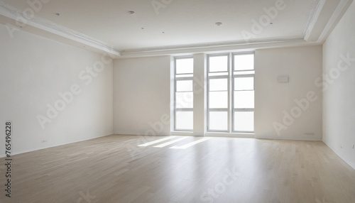 white apartment empty room no furniture clean space interior daylight colourful background