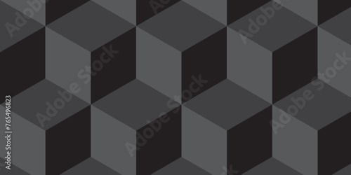   Modern dark Black and gray grid wallpaper backdrop from cube diagonal pattern texture background. Geometric seamless pattern cube. Cubes mosaic shape vector design.
