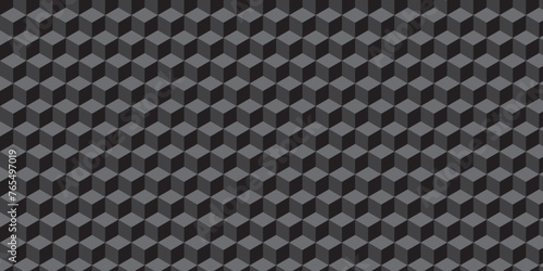  Modern dark Black and gray grid wallpaper backdrop from cube diagonal pattern texture background. Geometric seamless pattern cube. Cubes mosaic shape vector design.