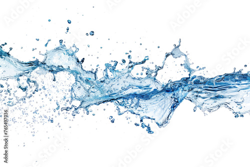 splashing blue water isolated on white or transparent png