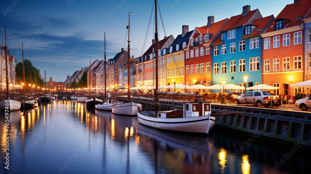 A charming canal lined with colorful buildings and old