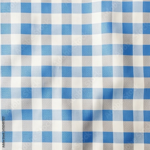 The gingham pattern on an azure and white background