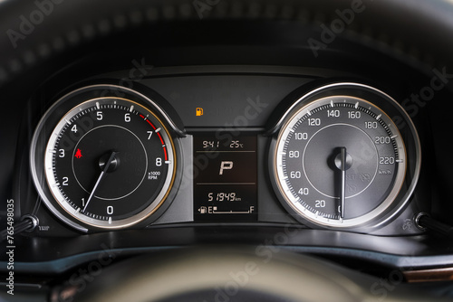 car​ instrument panel, car​ speed motor of​ night, car​ dashboard​ modern​ automobile control​illuminated panel​ speed display. 