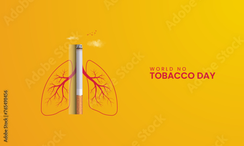 World No Tobacco Day, Human lungs and cigarette, Damage lungs, no tobacco day creative concept.