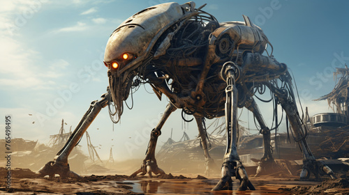 A cybernetic creature roaming through a postpocalypt © Little