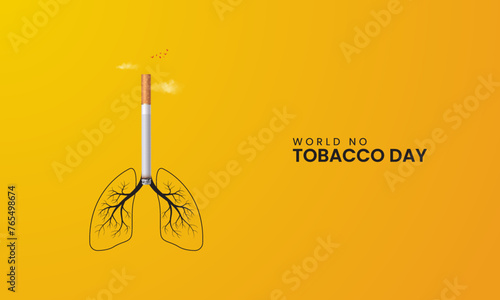 World No Tobacco Day, Human lungs and cigarette, Damage lungs, no tobacco day creative concept.