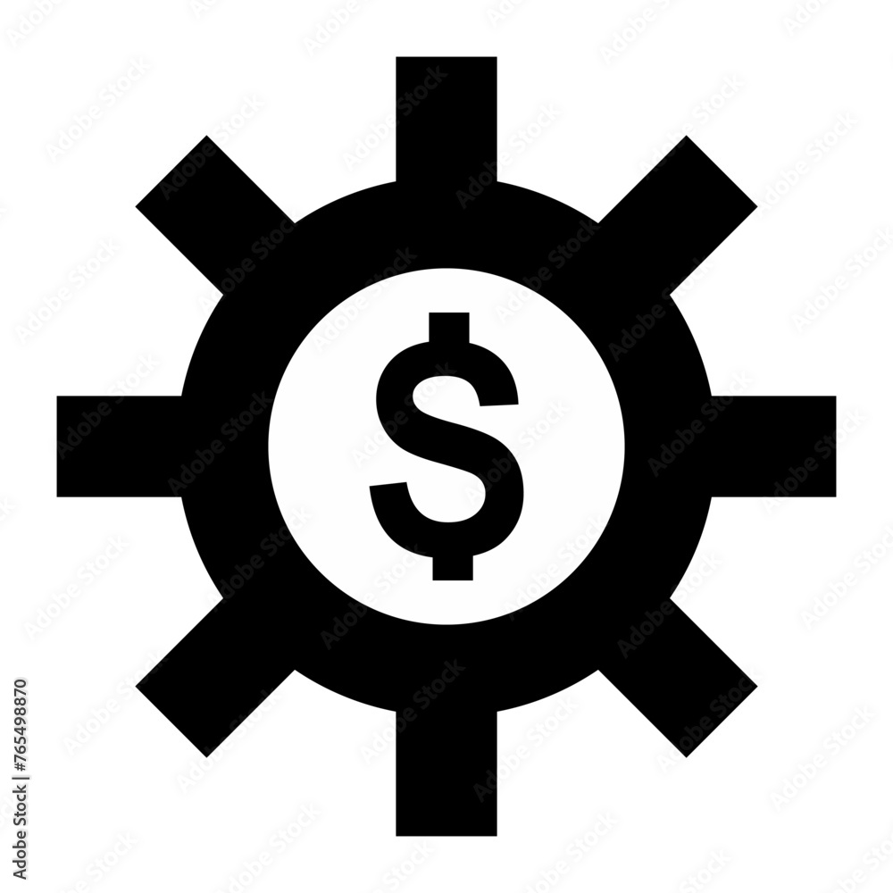 dollar symbol inside the gear dollar symbol inside the gear