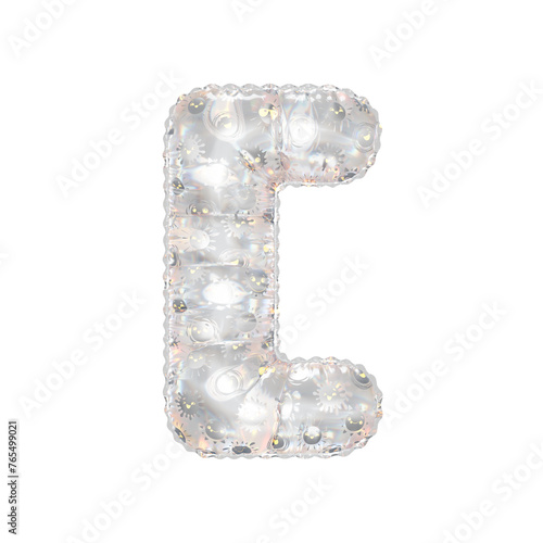 3D inflated balloon Square Brackets Symbol/sign with rainbow glass and sun smiley childrens pattern