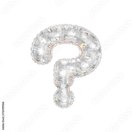 3D inflated balloon Question Symbol/sign with rainbow glass and sun smiley childrens pattern