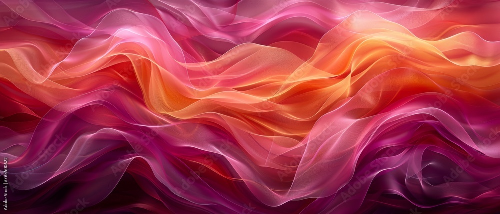  A digital painting featuring a vibrant wave of warm colors on a dark canvas with a crisp white edge