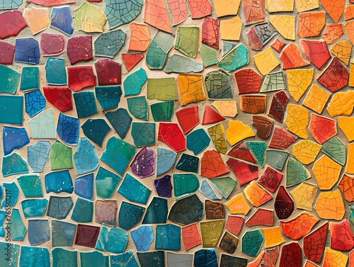 Bright multicolored won mosaic  red  green and yellow mosaic  super realistic background bright multicolored mosaic stone background  mosaic for background