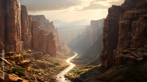A dramatic canyon with steep cliffs and winding hiking © Little