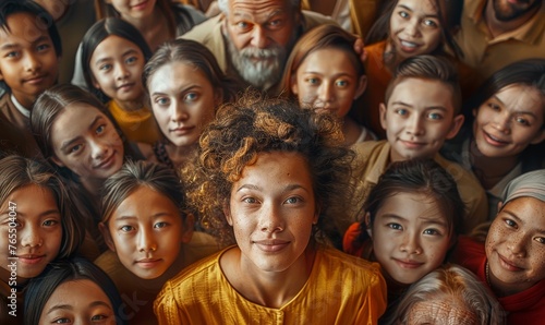 Large group of happy multiethnic and multi-generation people, Generative AI © Akanksha