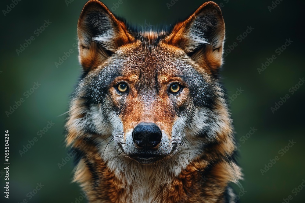 Close Up of a Wolfs Face With Blurry Background. animals. nature.