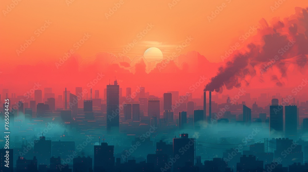 Minimal vector depiction of PM 2.5 smog disaster serving as a visual representation of environmental challenges.