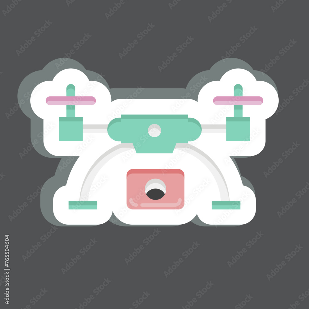 Sticker drone and Aerial Imaging. related to Photography symbol. simple design editable. simple illustration Sticker drone and Aerial Imaging. related to Photography symbol. simple design editable. simple illustration