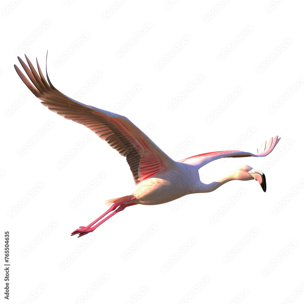 Fototapeta premium Flamingo flying isolated on transparent background