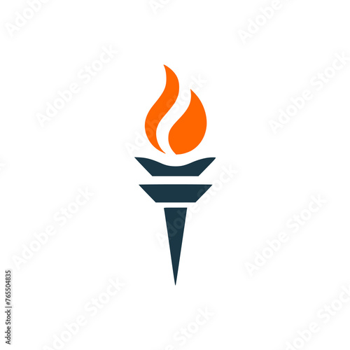 victory torch champion logo vector illustration template design
