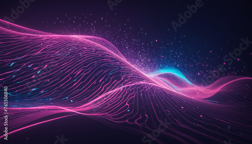 Futuristic Neon Data Transfer Captivating Wallpaper of High-Speed Wave Lines and Glowing Pink-Blue Bokeh Lights colourful background