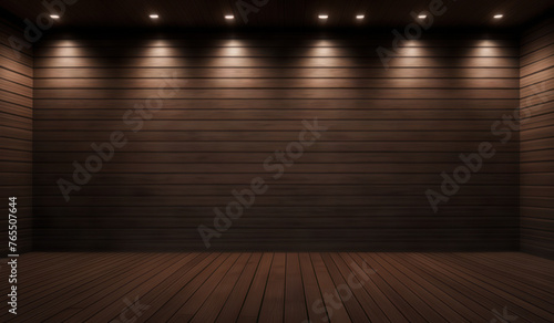 wooden room with wall and spotlights