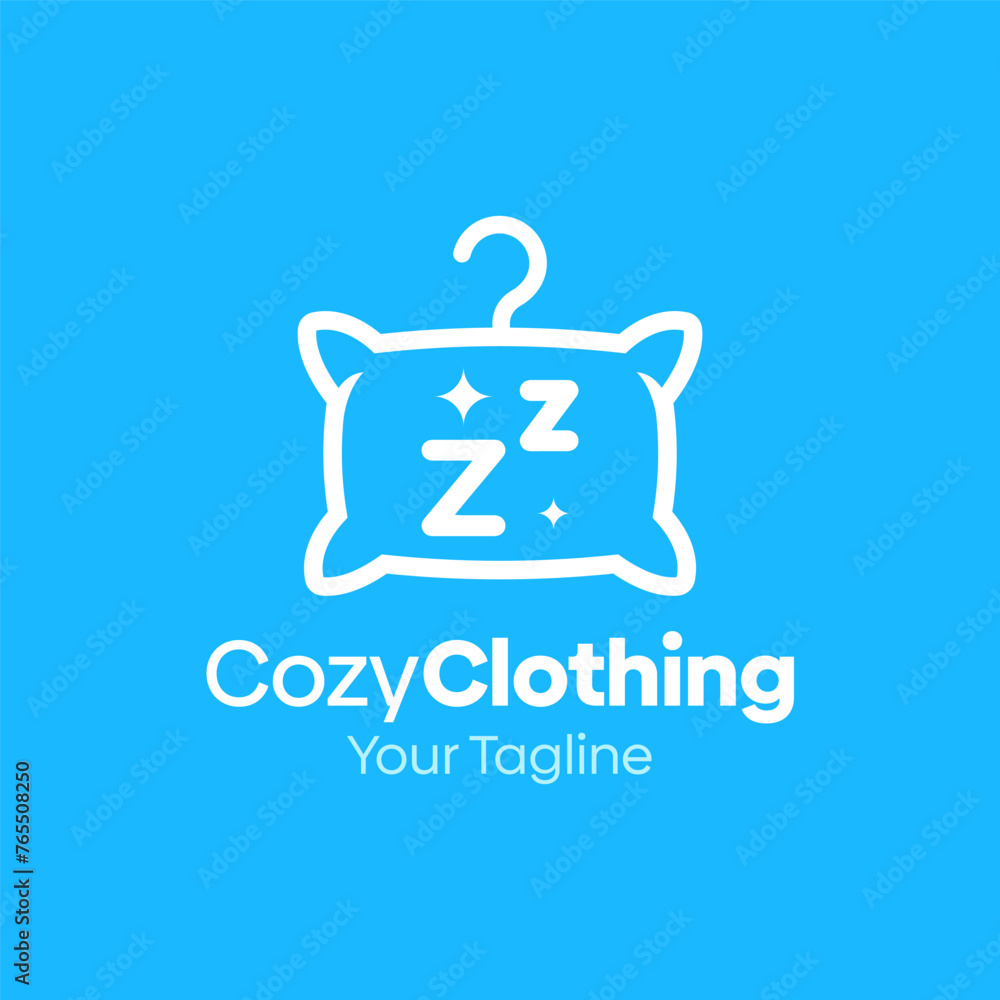 Illustration Vector Graphic Logo of Cozy Clothing. Merging Concepts of a Hanger Fashion and Pillow Shape. Good for Fashion Industry, Business Laundry, Boutique, Garment, Tailor and etc