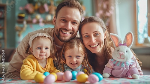 Easter Smiles: A Family Portrait with Spring Joy