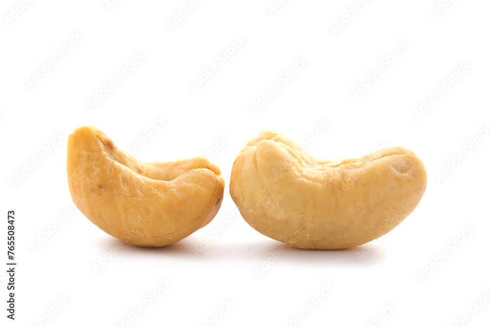 Close up cashews nut on white background