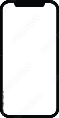 Smartphone mobile white display black frame device realistic mockup vector illustration Black notch